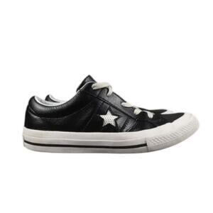 Converse Shoes Kids 3 Sneakers One Star Ox Junior Black Leather Trainer Lace Up